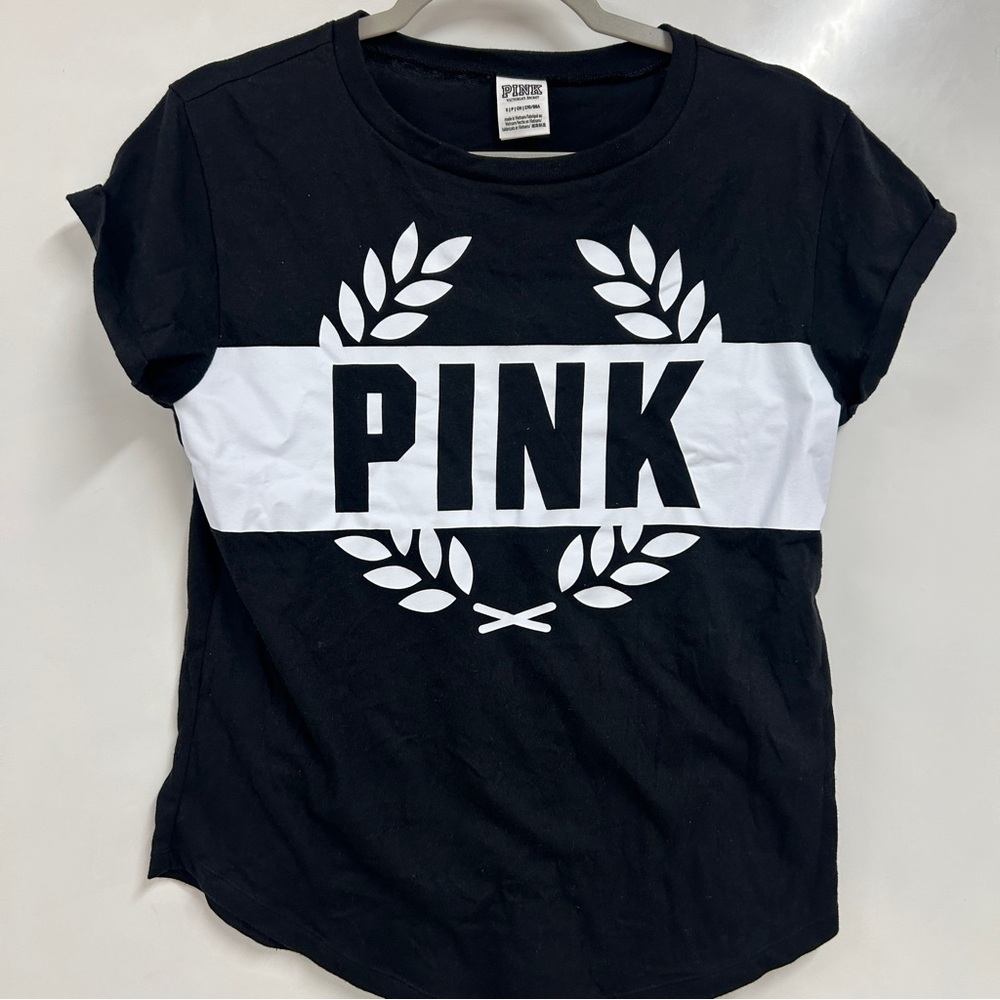 0360 PINK Victoria’s Secret Black White Logo‎ Tee Varsity Preppy Streetwear